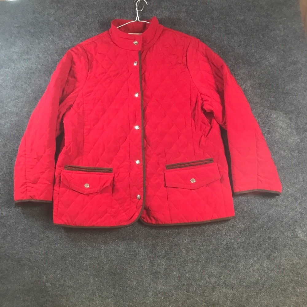 Relativity Barn Jacket Womens 2X Red Quilted Plaid Lined Snap Front Mock Neck